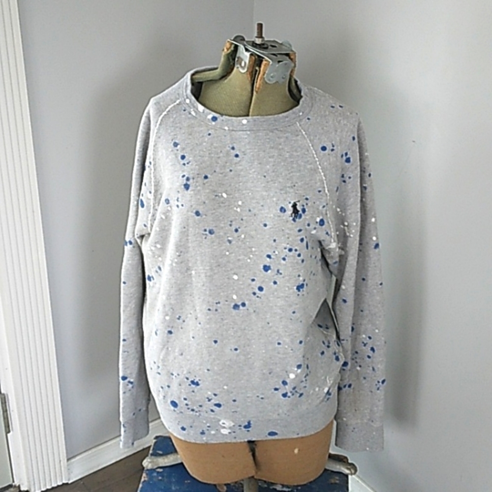 RALPH LAUREN POLO PAINT SPATTER COTTON SWEATSHIRT  MENS S